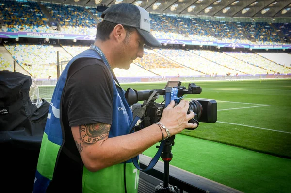 Kyiv Ukraine Mei 2018 Operator Dan Videografer Sebelum Pertandingan Final — Stok Foto