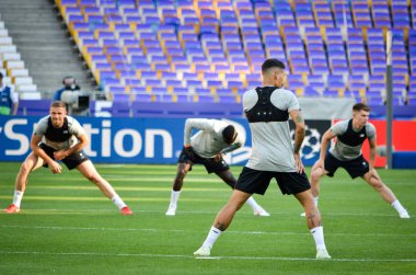 Kiev, Ukrayna - 26 Mayıs 2018: Eğitim 2018 Uefa Şampiyonlar Ligi final maçında Real Madrid ve Liverpool, Ukrayna arasında önce bir Liverpool futbol oyuncuları