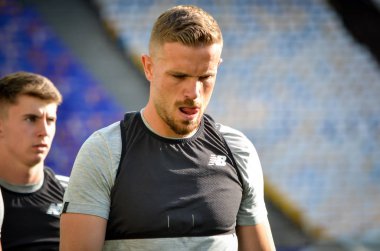 Kiev, Ukrayna - 26 Mayıs 2018: Jordan Henderson ve eğitim 2018 Uefa Şampiyonlar Ligi final maçında Real Madrid ve Liverpool, Ukrayna arasında önce bir Liverpool futbol oyuncuları