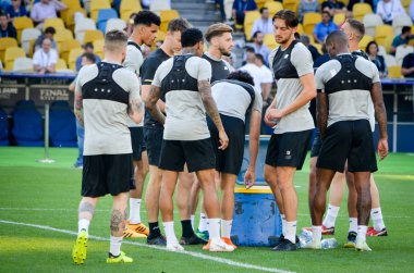 Kiev, Ukrayna - 26 Mayıs 2018: Eğitim 2018 Uefa Şampiyonlar Ligi final maçında Real Madrid ve Liverpool, Ukrayna arasında önce bir Liverpool futbol oyuncuları