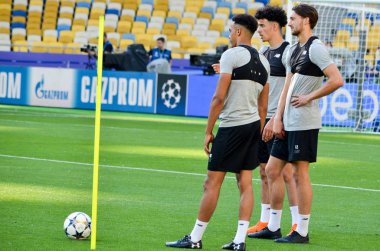 Kiev, Ukrayna - 26 Mayıs 2018: Eğitim 2018 Uefa Şampiyonlar Ligi final maçında Real Madrid ve Liverpool, Ukrayna arasında önce bir Liverpool futbol oyuncuları