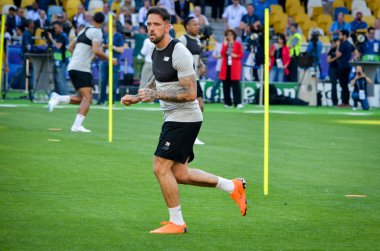 Kiev, Ukrayna - 26 Mayıs 2018: Danny Ings ve eğitim 2018 Uefa Şampiyonlar Ligi final maçında Real Madrid ve Liverpool, Ukrayna arasında önce bir Liverpool futbol oyuncuları