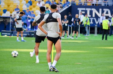Kiev, Ukrayna - 26 Mayıs 2018: Eğitim 2018 Uefa Şampiyonlar Ligi final maçında Real Madrid ve Liverpool, Ukrayna arasında önce bir Liverpool futbol oyuncuları