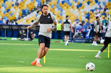 Kiev, Ukrayna - 26 Mayıs 2018: Danny Ings ve eğitim 2018 Uefa Şampiyonlar Ligi final maçında Real Madrid ve Liverpool, Ukrayna arasında önce bir Liverpool futbol oyuncuları