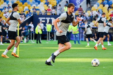 Kiev, Ukrayna - 26 Mayıs 2018: Eğitim 2018 Uefa Şampiyonlar Ligi final maçında Real Madrid ve Liverpool, Ukrayna arasında önce bir Liverpool futbol oyuncuları