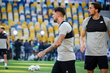 Kiev, Ukrayna - 26 Mayıs 2018: Danny Ings ve eğitim 2018 Uefa Şampiyonlar Ligi final maçında Real Madrid ve Liverpool, Ukrayna arasında önce bir Liverpool futbol oyuncuları
