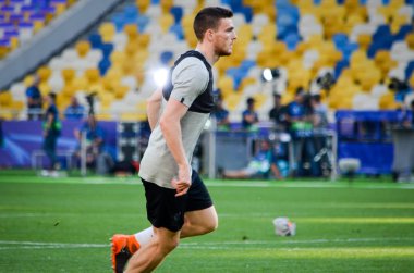 Kiev, Ukrayna - 26 Mayıs 2018: Eğitim 2018 Uefa Şampiyonlar Ligi final maçında Real Madrid ve Liverpool, Ukrayna arasında önce bir Liverpool futbol oyuncuları