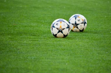 Kiev, Ukrayna - 26 Mayıs 2018: 2018 Uefa Şampiyonlar Ligi final maçında Real Madrid ve Liverpool, Ukrayna arasında daha önce iki champioms legue top yalan