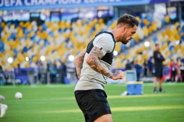 Kiev, Ukrayna - 26 Mayıs 2018: Eğitim 2018 Uefa Şampiyonlar Ligi final maçında Real Madrid ve Liverpool, Ukrayna arasında önce bir Liverpool futbol oyuncuları