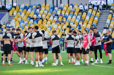 Kiev, Ukrayna - 26 Mayıs 2018: Eğitim 2018 Uefa Şampiyonlar Ligi final maçında Real Madrid ve Liverpool, Ukrayna arasında önce bir Liverpool futbol oyuncuları