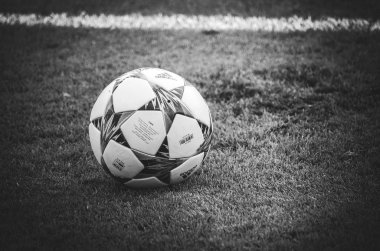 Kiev, Ukrayna - 26 Mayıs 2018: Champioms legue top yakın çekim yalan 2018 Uefa Şampiyonlar Ligi final maçında Real Madrid ve Liverpool, Ukrayna arasında daha önce üzerine