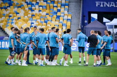 Kiev, Ukrayna - 26 Mayıs 2018: Uefa Şampiyonlar Ligi Finali 2018 önce Real Madrid futbol oyuncuların eğitim maç Real Madrid ve Liverpool, Ukrayna arasında
