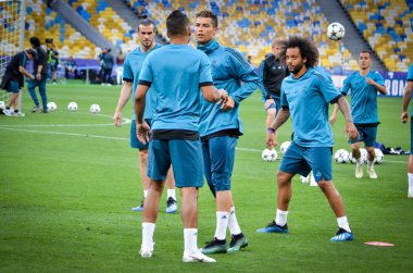 Kiev, Ukrayna - 26 Mayıs 2018: Uefa Şampiyonlar Ligi Finali 2018 önce Real Madrid futbol oyuncuların eğitim maç Real Madrid ve Liverpool, Ukrayna arasında