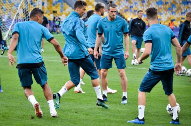 Kiev, Ukrayna - 26 Mayıs 2018: Uefa Şampiyonlar Ligi Finali 2018 önce Real Madrid futbol oyuncuların eğitim maç Real Madrid ve Liverpool, Ukrayna arasında