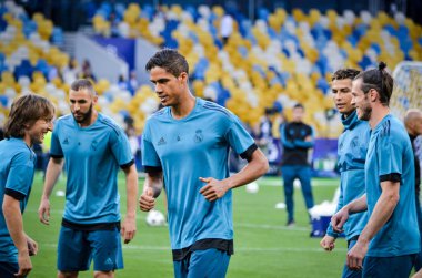Kiev, Ukrayna - 26 Mayıs 2018: Uefa Şampiyonlar Ligi Finali 2018 önce Real Madrid futbol oyuncuların eğitim maç Real Madrid ve Liverpool, Ukrayna arasında