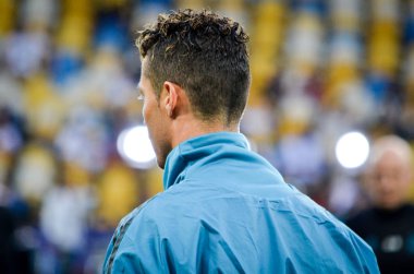 Kiev, Ukrayna - 26 Mayıs 2018: Cristiano Ronaldo ve eğitim 2018 Uefa Şampiyonlar Ligi final maçında Real Madrid ve Liverpool, Ukrayna arasında daha önce Real Madrid futbol oyuncuları