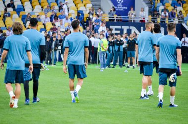 Kiev, Ukrayna - 26 Mayıs 2018: Uefa Şampiyonlar Ligi Finali 2018 önce Real Madrid futbol oyuncuların eğitim maç Real Madrid ve Liverpool, Ukrayna arasında