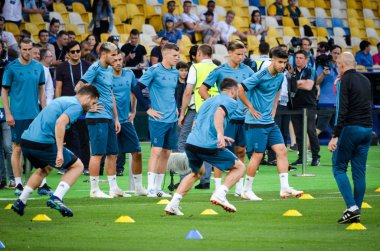 Kiev, Ukrayna - 26 Mayıs 2018: Uefa Şampiyonlar Ligi Finali 2018 önce Real Madrid futbol oyuncuların eğitim maç Real Madrid ve Liverpool, Ukrayna arasında