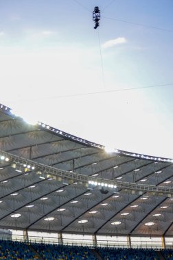 Kiev, Ukrayna - 26 Mayıs 2018: Aircam stadyumun 2018 Uefa Şampiyonlar Ligi final maçında Real Madrid ve Liverpool, Ukrayna arasında daha önce üzerinde