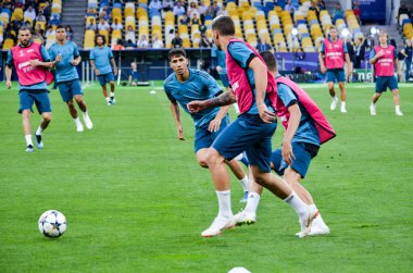 Kiev, Ukrayna - 26 Mayıs 2018: Uefa Şampiyonlar Ligi Finali 2018 önce Real Madrid futbol oyuncuların eğitim maç Real Madrid ve Liverpool, Ukrayna arasında