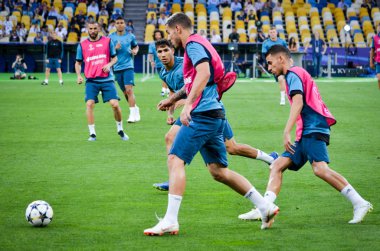 Kiev, Ukrayna - 26 Mayıs 2018: Uefa Şampiyonlar Ligi Finali 2018 önce Real Madrid futbol oyuncuların eğitim maç Real Madrid ve Liverpool, Ukrayna arasında