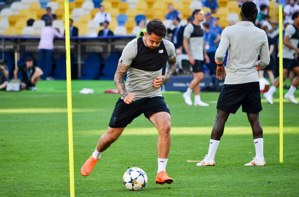 КИЕВ, Украина - 26 мая 2018 года: Дэнни Ингс Подготовка футболистов "Ливерпуля" перед финальным матчем Лиги чемпионов УЕФА 2018 года между "Реал Мадридом" и "Ливерпулем", Украина
