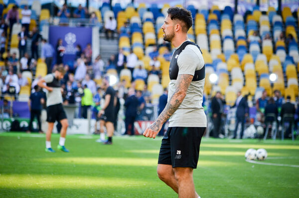 КИЕВ, Украина - 26 мая 2018 года: Дэнни Ингс и тренировка футболистов "Ливерпуля" перед финальным матчем Лиги чемпионов УЕФА 2018 года между "Реал Мадридом" и "Ливерпулем", Украина
