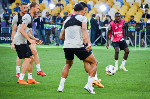 Kyiv Ukraine Maio 2018 Treinamento Jogadores Futebol Liverpool Antes Jogo — Fotografia de Stock