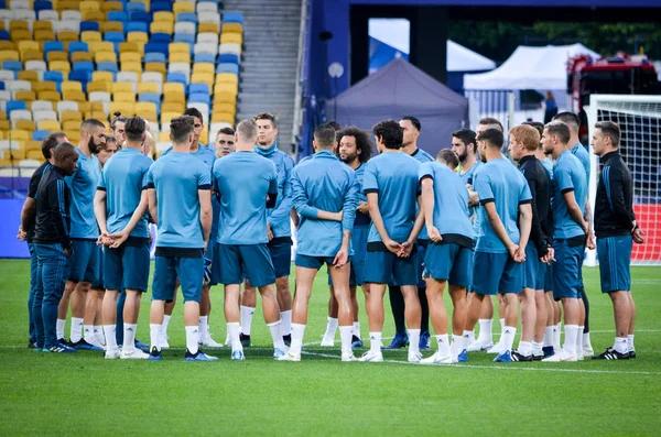 Kyiv Ukraine Maio 2018 Treinamento Jogadores Futebol Real Madrid Antes — Fotografia de Stock