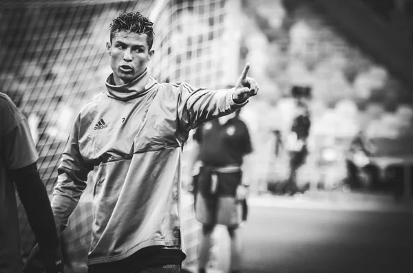 Kyjev Ukrajina Května 2018 Cristiano Ronaldo Trénink Fotbalistů Realu Madrid — Stock fotografie