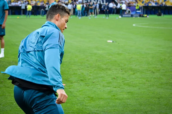 Kiev, Ukrayna - 26 Mayıs 2018: Cristiano Ronaldo ve eğitim 2018 Uefa Şampiyonlar Ligi final maçında Real Madrid ve Liverpool, Ukrayna arasında daha önce Real Madrid futbol oyuncuları