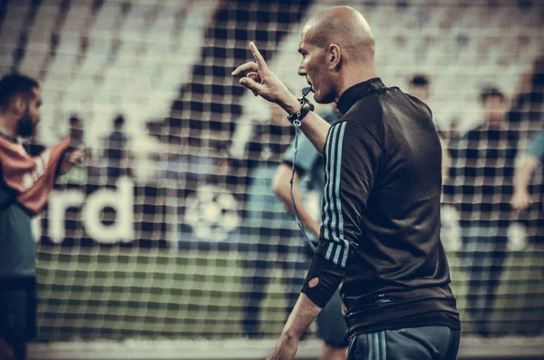 Kyiv Ukraine May 2018 Zinedine Zidane Training Football Players Real — Stock Photo, Image
