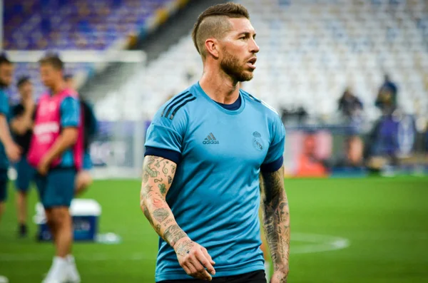 Kyiv Ukraine Maio 2018 Sergio Ramos Treinamento Jogadores Futebol Real — Fotografia de Stock