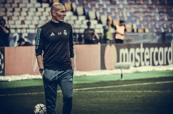 Kiev Ukrajna Május 2018 Zinedine Zidane Képzés Labdarúgó Játékosoknak Real — Stock Fotó