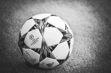 Kiev, Ukrayna - 26 Mayıs 2018: Champioms legue top yakın çekim yalan 2018 Uefa Şampiyonlar Ligi final maçında Real Madrid ve Liverpool, Ukrayna arasında daha önce üzerine