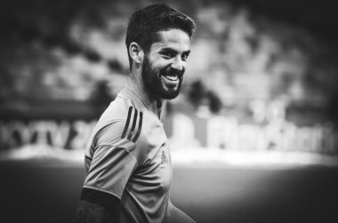 Kiev, Ukrayna - 26 Mayıs 2018: Çifleşme ve eğitim 2018 Uefa Şampiyonlar Ligi final maçında Real Madrid ve Liverpool, Ukrayna arasında daha önce Real Madrid futbol oyuncuları