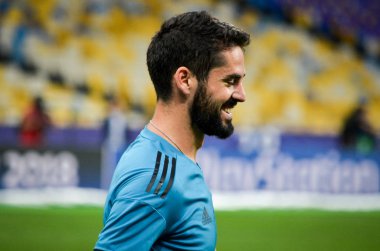 Kiev, Ukrayna - 26 Mayıs 2018: Çifleşme ve eğitim 2018 Uefa Şampiyonlar Ligi final maçında Real Madrid ve Liverpool, Ukrayna arasında daha önce Real Madrid futbol oyuncuları