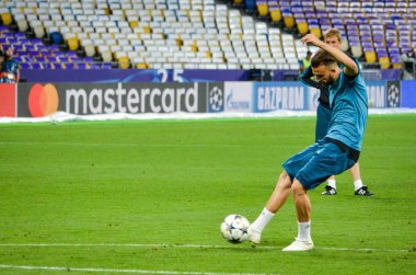 Kiev, Ukrayna - 26 Mayıs 2018: Uefa Şampiyonlar Ligi Finali 2018 önce Real Madrid futbol oyuncuların eğitim maç Real Madrid ve Liverpool, Ukrayna arasında