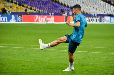 Kiev, Ukrayna - 26 Mayıs 2018: Uefa Şampiyonlar Ligi Finali 2018 önce Real Madrid futbol oyuncuların eğitim maç Real Madrid ve Liverpool, Ukrayna arasında