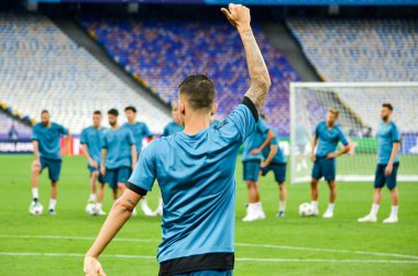 Kiev, Ukrayna - 26 Mayıs 2018: Uefa Şampiyonlar Ligi Finali 2018 önce Real Madrid futbol oyuncuların eğitim maç Real Madrid ve Liverpool, Ukrayna arasında