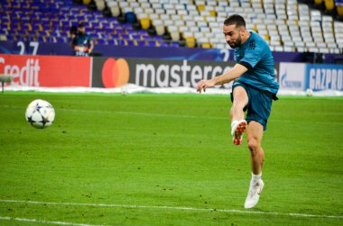 Kiev, Ukrayna - 26 Mayıs 2018: Uefa Şampiyonlar Ligi Finali 2018 önce Real Madrid futbol oyuncuların eğitim maç Real Madrid ve Liverpool, Ukrayna arasında