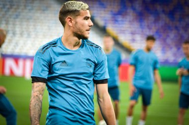 Kiev, Ukrayna - 26 Mayıs 2018: Uefa Şampiyonlar Ligi Finali 2018 önce Real Madrid futbol oyuncuların eğitim maç Real Madrid ve Liverpool, Ukrayna arasında