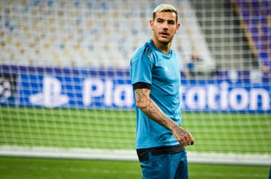 Kiev, Ukrayna - 26 Mayıs 2018: Uefa Şampiyonlar Ligi Finali 2018 önce Real Madrid futbol oyuncuların eğitim maç Real Madrid ve Liverpool, Ukrayna arasında
