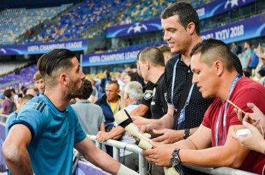 Kiev, Ukrayna - 26 Mayıs 2018: Kiko Casilla ve eğitim 2018 Uefa Şampiyonlar Ligi final maçında Real Madrid ve Liverpool, Ukrayna arasında daha önce Real Madrid futbol oyuncuları