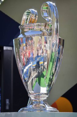 Kiev, Ukrayna - 26 Mayıs 2018: Uefa Şampiyonlar Ligi yakın çekim 2018 önce Uefa Şampiyonlar Ligi Finali maç Real Madrid ve Kiev Ukrayna Milli Güvenlik olimpiyskiy Stadyumu'nda Liverpool arasında