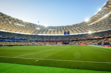 Kiev, Ukrayna - 26 Mayıs 2018: 2018 önce Milli Güvenlik Olimpiyskiy içinde stadyumun genel görünümü Uefa Şampiyonlar Ligi Finali Maç Milli Güvenlik olimpiyskiy Stadyumu'nda, Ukrayna