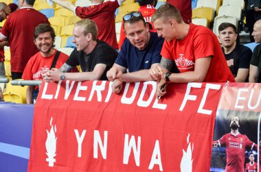 Kiev, Ukrayna - 26 Mayıs 2018: 2018 Uefa Şampiyonlar Ligi final maçı önce Real Madrid ve Liverpool, Ukrayna arasında Liverpool taraftarları Stadı nda takım destek