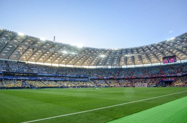Kiev, Ukrayna - 26 Mayıs 2018: 2018 önce Milli Güvenlik Olimpiyskiy içinde stadyumun genel görünümü Uefa Şampiyonlar Ligi Finali Maç Milli Güvenlik olimpiyskiy Stadyumu'nda, Ukrayna