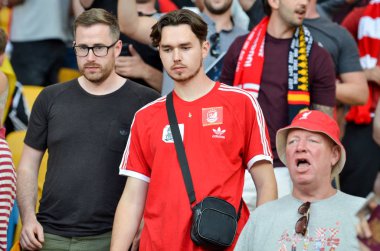 Kiev, Ukrayna - 26 Mayıs 2018: 2018 Uefa Şampiyonlar Ligi final maçı önce Real Madrid ve Liverpool, Ukrayna arasında Liverpool taraftarları Stadı nda takım destek