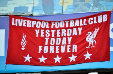 Kiev, Ukrayna - 26 Mayıs 2018: 2018 Uefa Şampiyonlar Ligi final maçı önce Real Madrid ve Liverpool, Ukrayna arasında Liverpool taraftarları Stadı nda takım destek